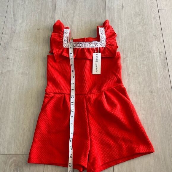 Janie and Jack Red Romper Pockets Girls Size 5 - Picture 2 of 6